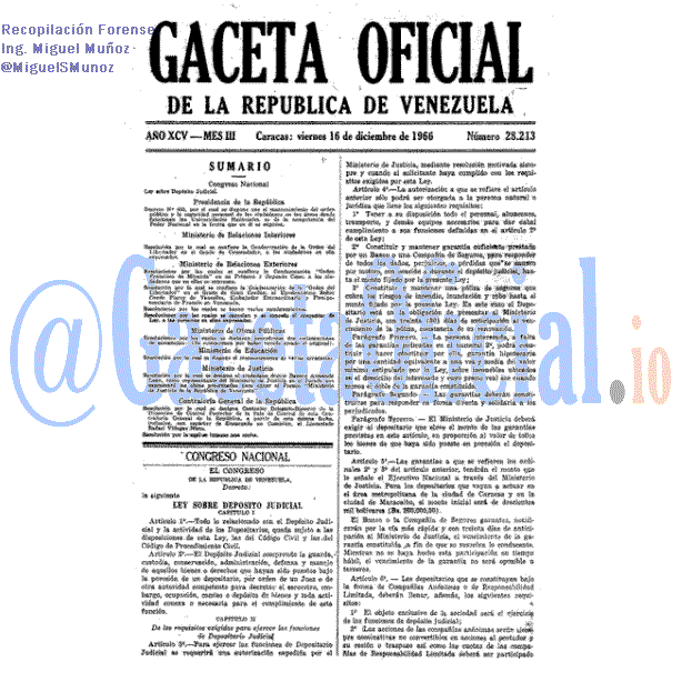 Gaceta Oficial 28213 del 16 Diciembre 1966