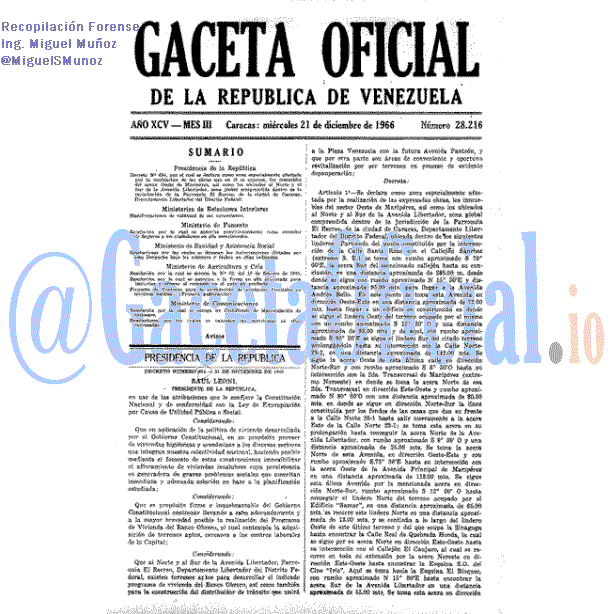 Gaceta Oficial 28216 del 21 Diciembre 1966