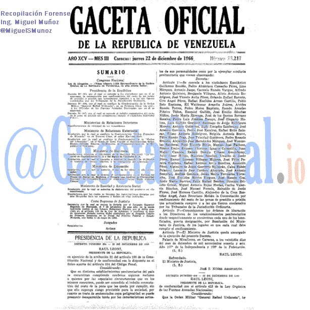Gaceta Oficial 28217 del 22 Diciembre 1966
