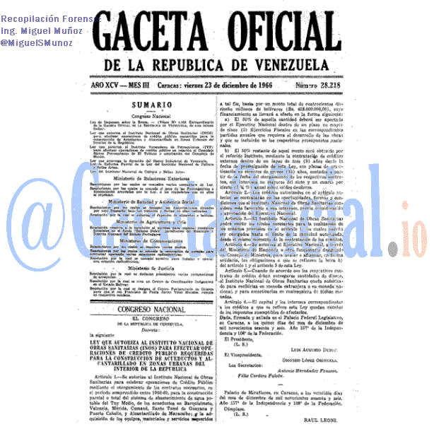 Gaceta Oficial 28218 del 23 Diciembre 1966