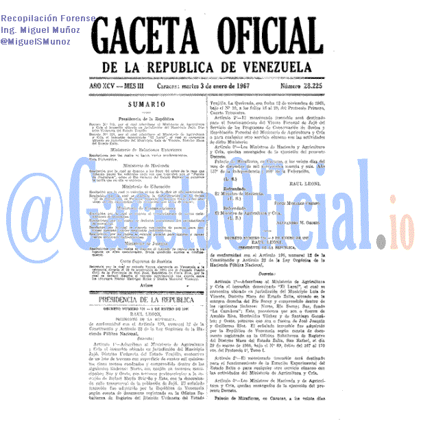 Gaceta Oficial 28225 del 3 Enero 1967