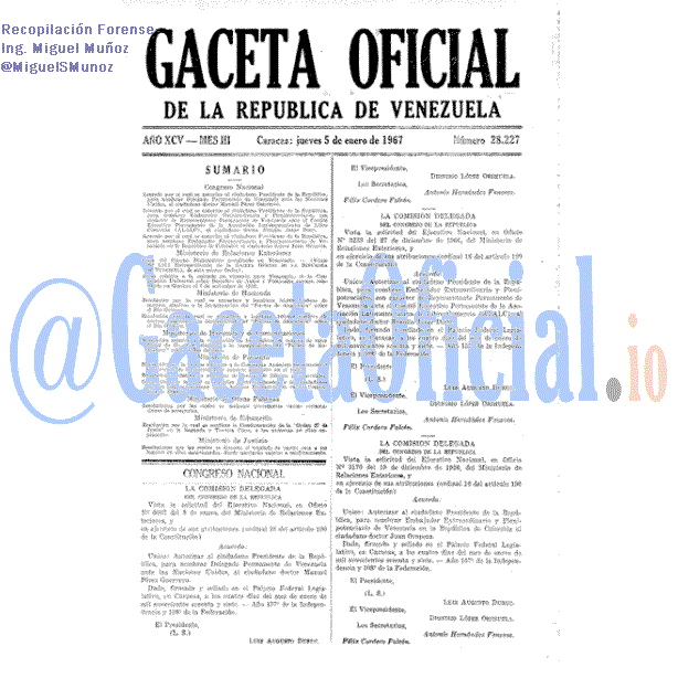 Gaceta Oficial 28227 del 5 Enero 1967