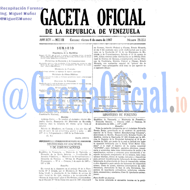 Gaceta Oficial 28228 del 6 Enero 1967