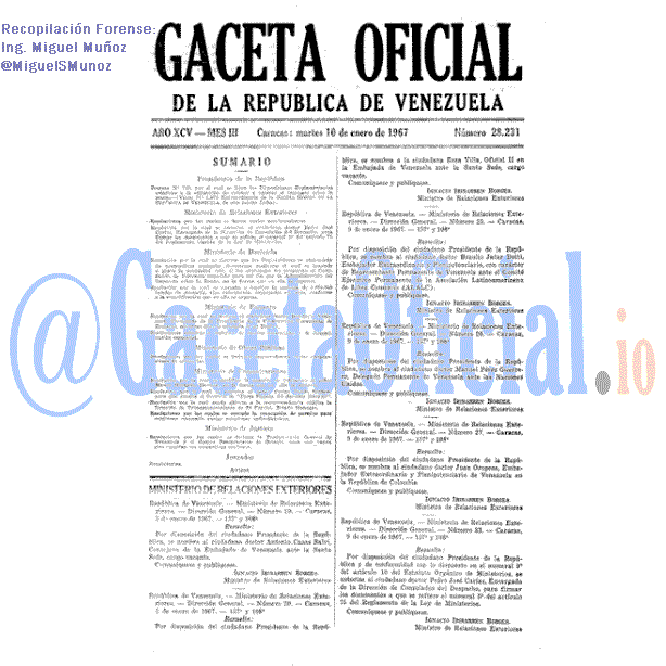 Gaceta Oficial 28231 del 10 Enero 1967