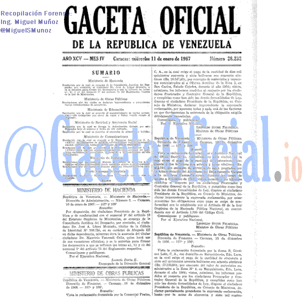 Gaceta Oficial 28232 del 11 Enero 1967