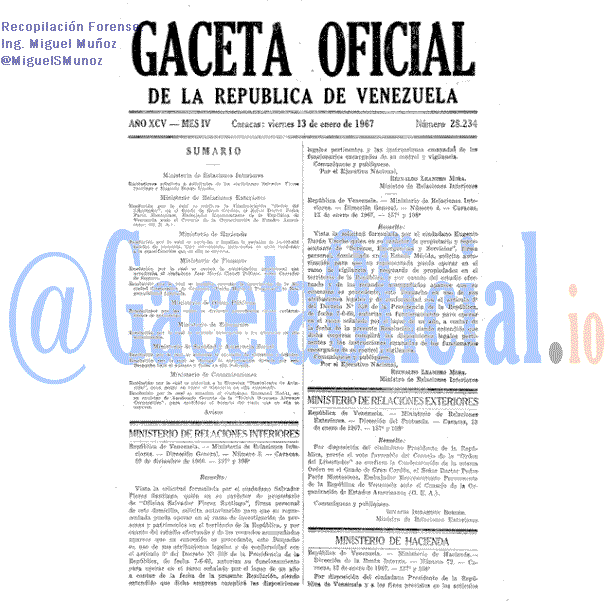 Gaceta Oficial 28234 del 13 Enero 1967