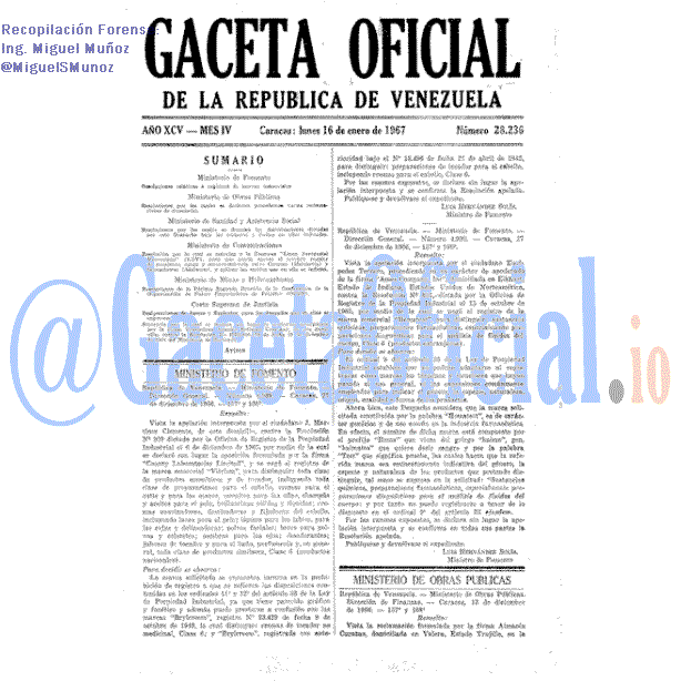 Gaceta Oficial 28236 del 16 Enero 1967