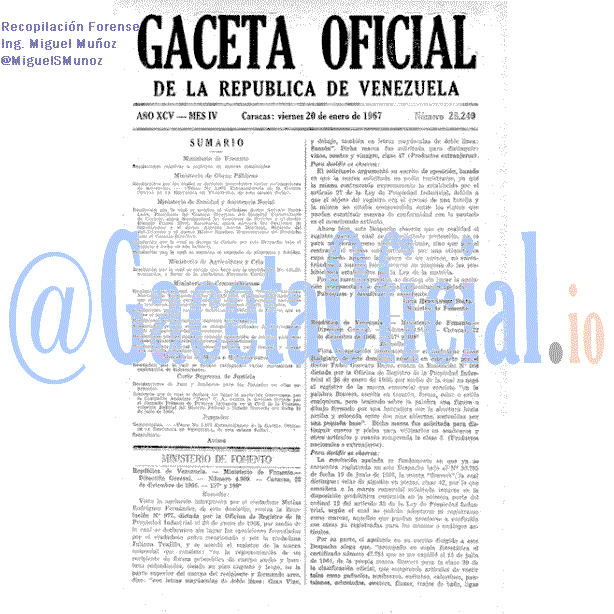 Gaceta Oficial 28240 del 20 Enero 1967
