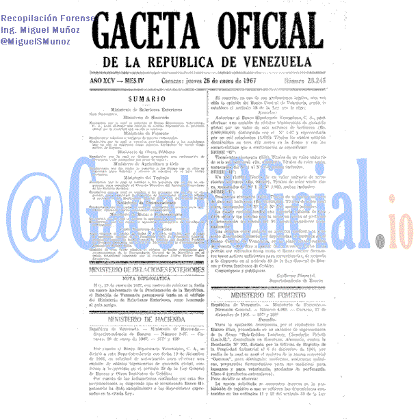 Gaceta Oficial 28245 del 26 Enero 1967