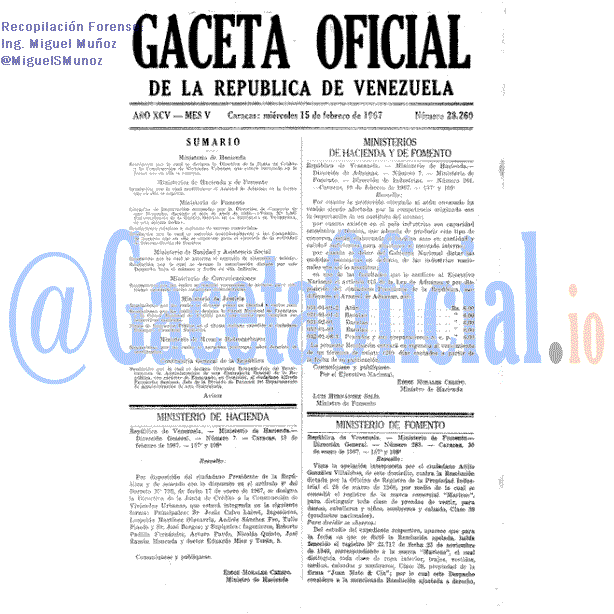 Gaceta Oficial 28260 del 15 Febrero 1967