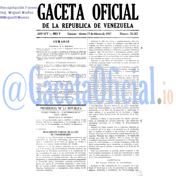 Gaceta Oficial 28262 del 17 Febrero 1967