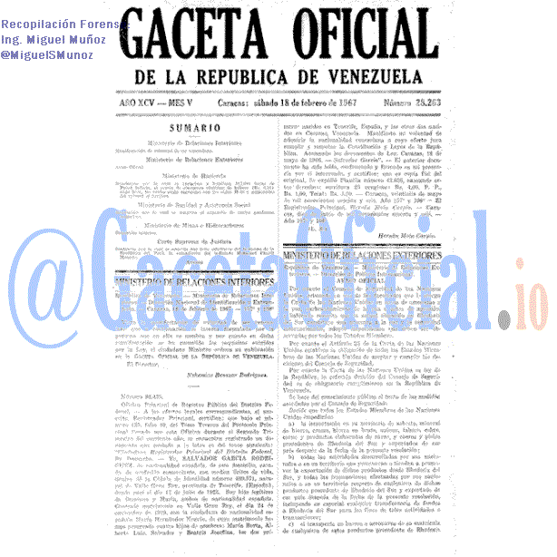 Gaceta Oficial 28263 del 18 Febrero 1967