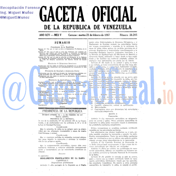 Gaceta Oficial 28265 del 21 Febrero 1967