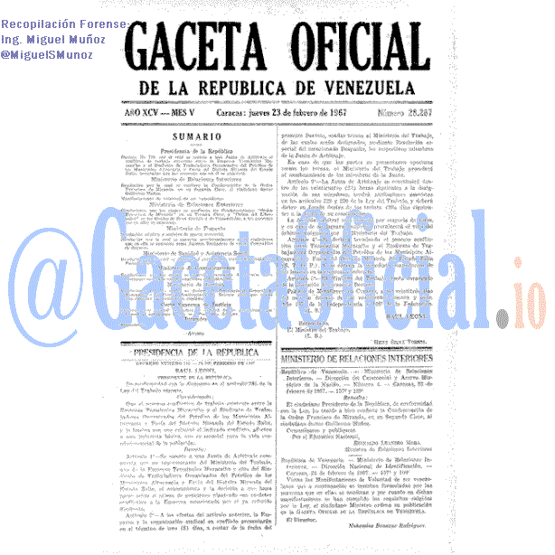 Gaceta Oficial 28267 del 23 Febrero 1967