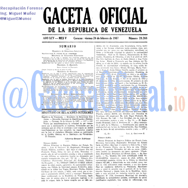 Gaceta Oficial 28268 del 24 Febrero 1967