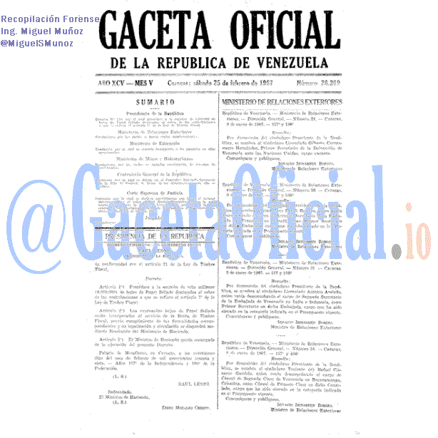 Gaceta Oficial 28269 del 25 Febrero 1967