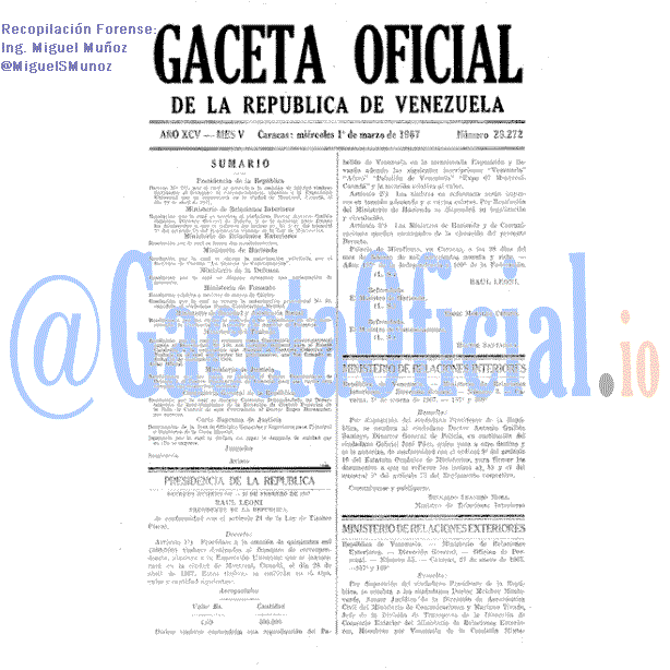 Gaceta Oficial 28272 del 1 Marzo 1967