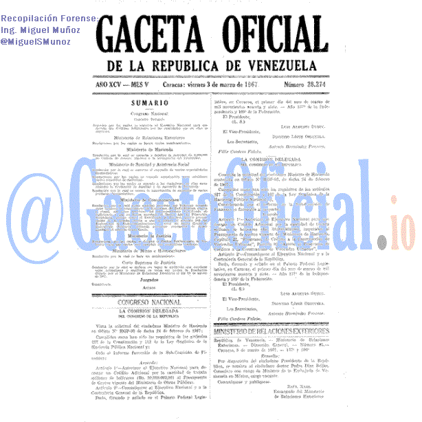 Gaceta Oficial 28274 del 3 Marzo 1967