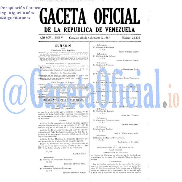 Gaceta Oficial 28275 del 4 Marzo 1967
