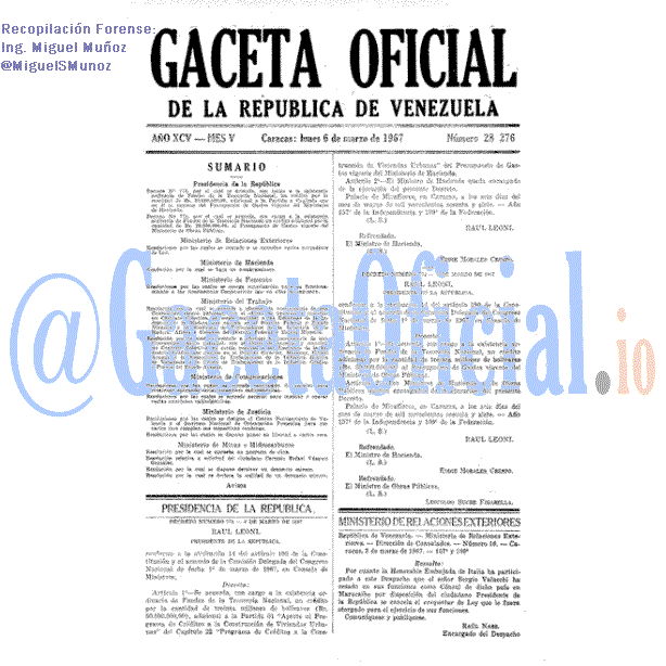 Gaceta Oficial 28276 del 6 Marzo 1967