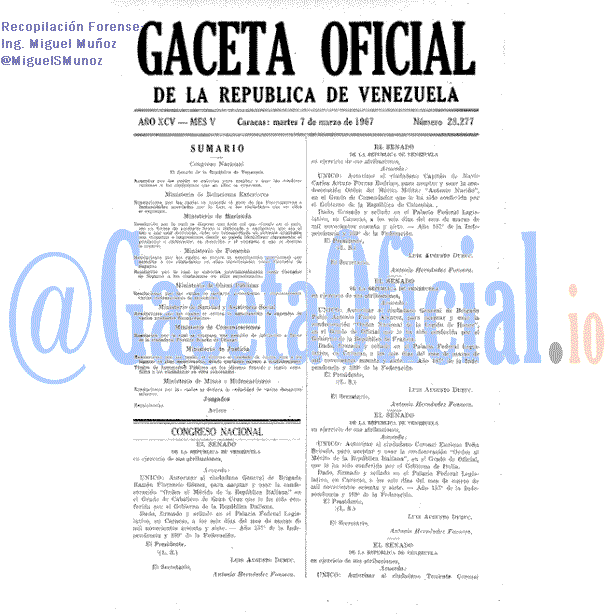 Gaceta Oficial 28277 del 7 Marzo 1967