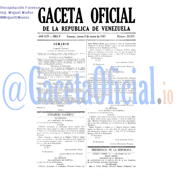 Gaceta Oficial 28279 del 9 Marzo 1967