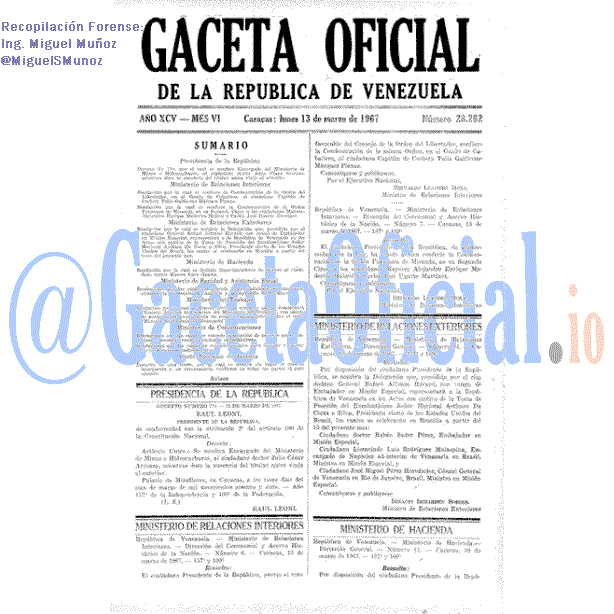 Gaceta Oficial 28282 del 13 Marzo 1967