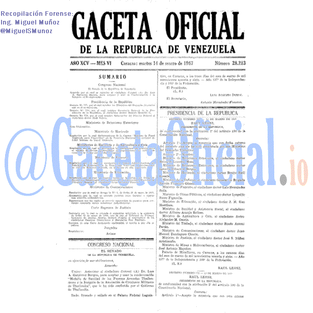 Gaceta Oficial 28283 del 14 Marzo 1967