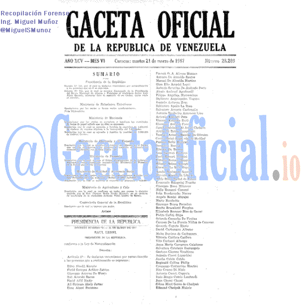 Gaceta Oficial 28289 del 21 Marzo 1967