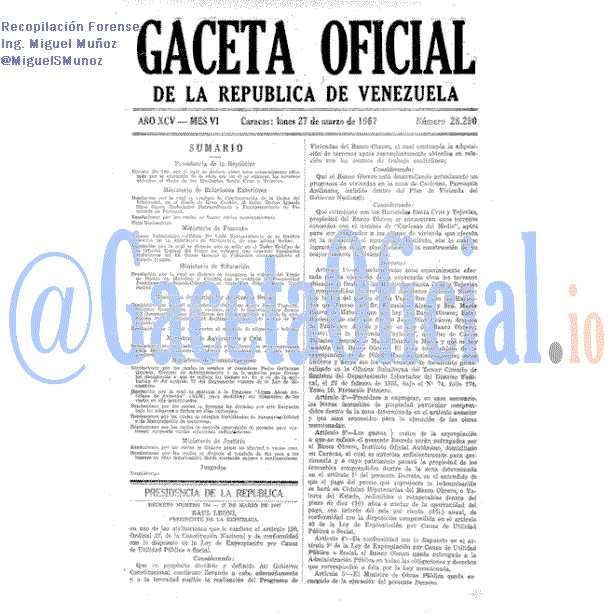 Gaceta Oficial 28290 del 27 Marzo 1967