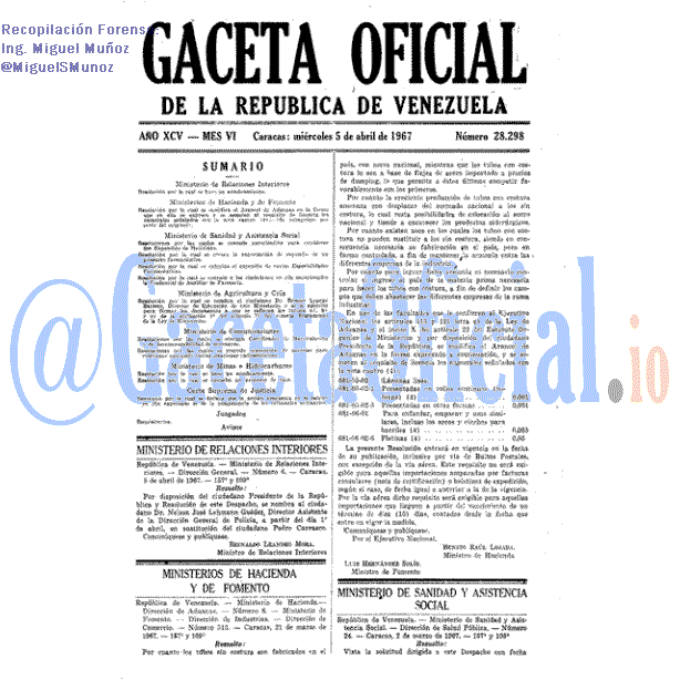 Gaceta Oficial 28298 del 5 Abril 1967