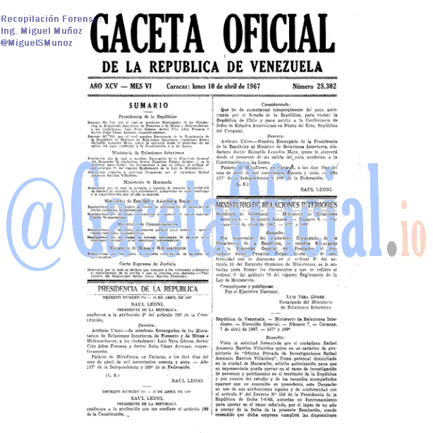 Gaceta Oficial 28302 del 10 Abril 1967