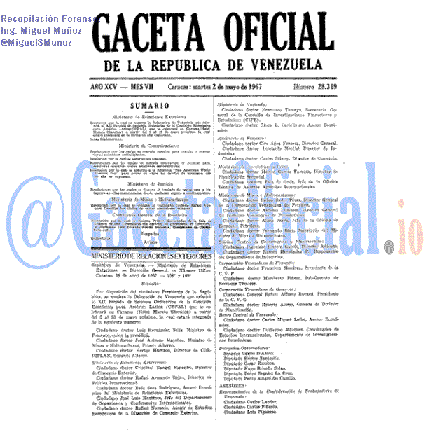 Gaceta Oficial 28319 del 2 Mayo 1967