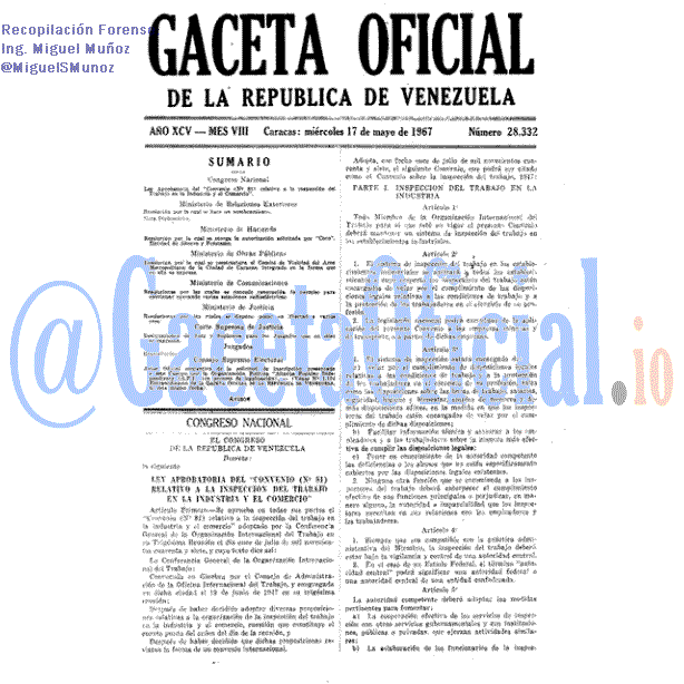 Gaceta Oficial 28332 del 17 Mayo 1967