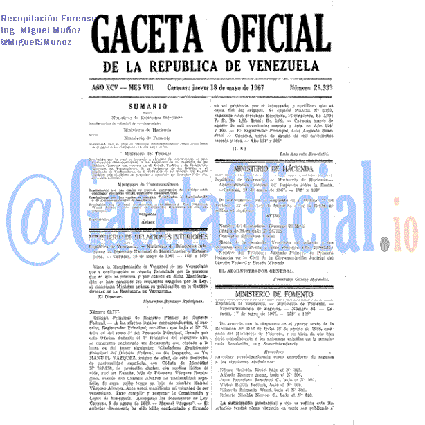 Gaceta Oficial 28333 del 18 Mayo 1967