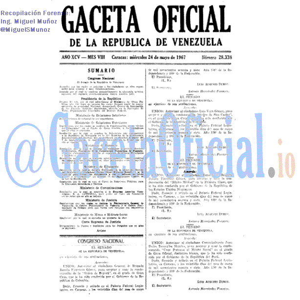 Gaceta Oficial 28338 del 24 Mayo 1967