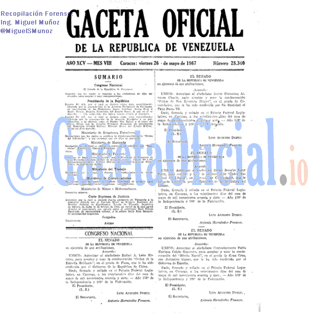 Gaceta Oficial 28340 del 26 Mayo 1967