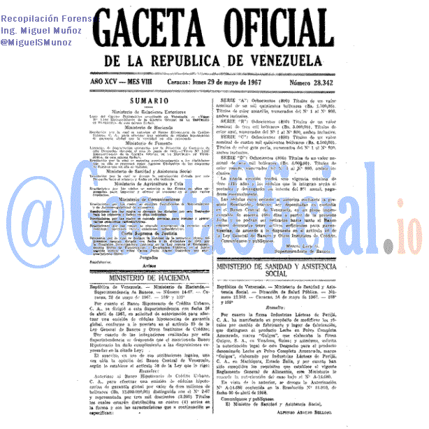 Gaceta Oficial 28342 del 29 Mayo 1967