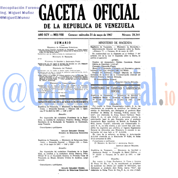 Gaceta Oficial 28344 del 31 Mayo 1967