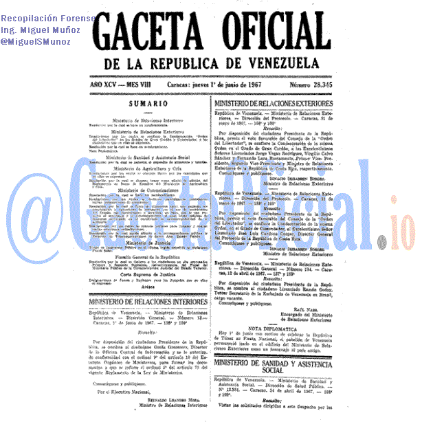 Gaceta Oficial 28345 del 1 Junio 1967
