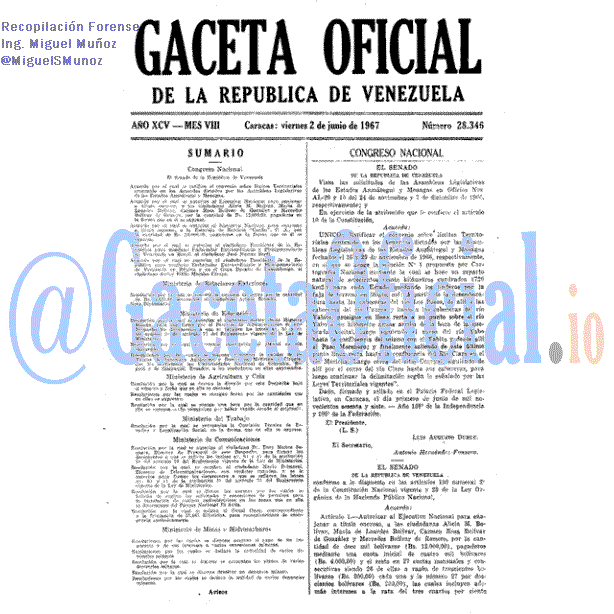 Gaceta Oficial 28346 del 2 Junio 1967
