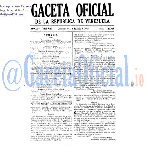 Gaceta Oficial 28348 del 5 Junio 1967
