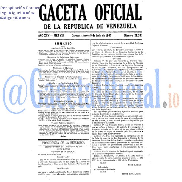 Gaceta Oficial 28351 del 8 Junio 1967