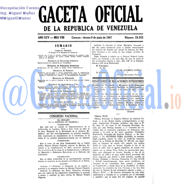 Gaceta Oficial 28352 del 9 Junio 1967