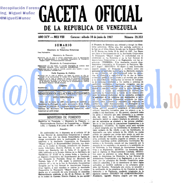 Gaceta Oficial 28353 del 10 Junio 1967