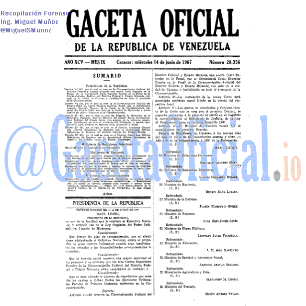 Gaceta Oficial 28356 del 14 Junio 1967
