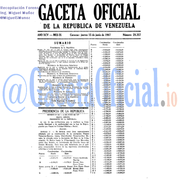 Gaceta Oficial 28357 del 15 Junio 1967