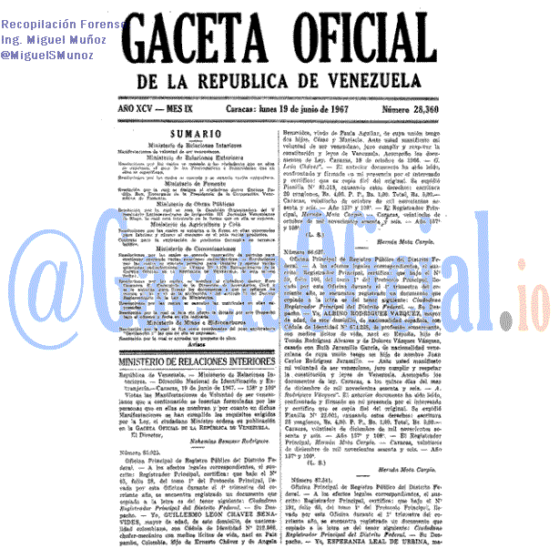 Gaceta Oficial 28360 del 19 Junio 1967
