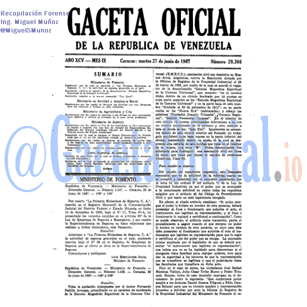 Gaceta Oficial 28366 del 27 Junio 1967
