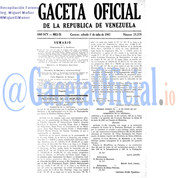 Gaceta Oficial 28370 del 1 Julio 1967